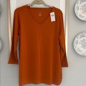 J. Jill Rust Long Sleeve V-Neck Top